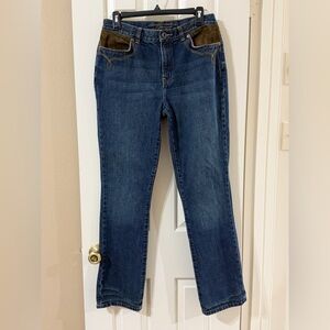 Sz 8 Ralph Lauren Straight Leg Jeans with Suede Pockets